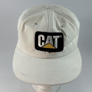 Vintage Caterpillar Trucker Hat Cap Snap Back CAT White Patch Tonkin Adjustable